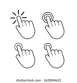 Set Hand cursor icon click. Vector stock illustration.