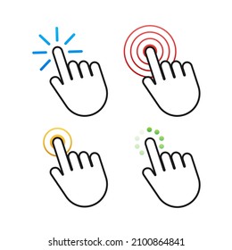 Set Hand cursor icon click. Vector stock illustration.