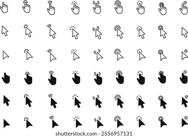Set of Hand Cursor icons click and Cursor icons click.
