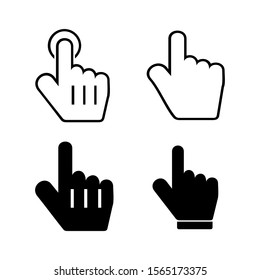 Set of Hand Cursor line and glyph icon, outline vector logo illustration, pointing hand vector isolated on white