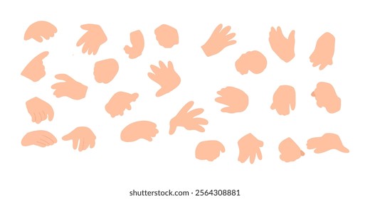 set of hand different gesture isolated on white background