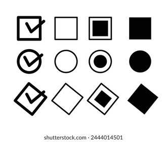 set of hand draawn black checklist isolated on white background