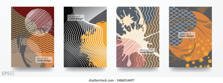 Set of Hand Draw Abstract Universal Cards for Printing , Cards , Invitation , Poster , Cover