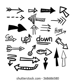 set of hand draw arrows vector 