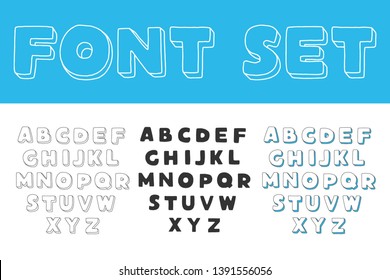 Set of hand draw bold sans serif alphabet.  Font for postcards, posters and stickers.