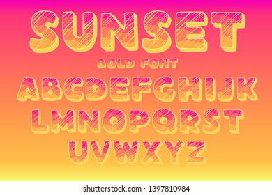 Set of hand draw bold sans serif alphabet. Font for postcards, posters and stickers.