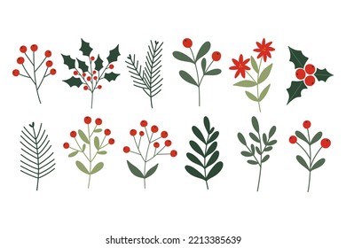 Set of hand draw Christmas and New year elements,winter and holiday vector collection.