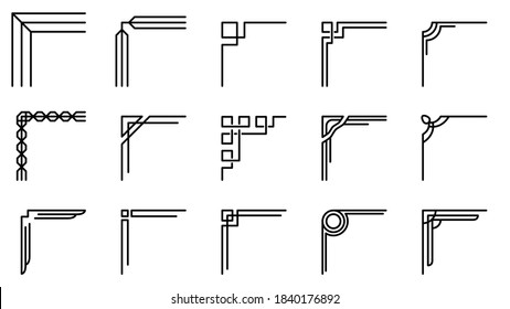 Set Hand Draw Of Corners Different Shapes Flower Decoration Vector Design Doodle Sketch Style For Wedding And Banner