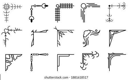 Zeichnen von Ecken mit verschiedenen Formen dekorieren Vektordesign Doodle Sketch Stil für Hochzeit und Banner