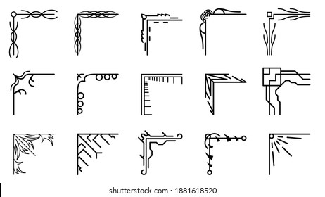 Set Hand Draw Of Corners Different Shapes Decoration Vector Design Doodle Sketch Style For Wedding And Banner