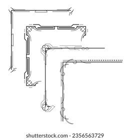 Set Hand Draw Of Corners Different Shapes Flower Decoration Vector Design Doodle Sketch Style For Wedding And Banner