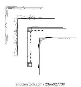 Set handgezeichnet von Ecken verschiedene Formen Blumendekor Vektordesign Doodle Sketch Stil für Hochzeit und Banner