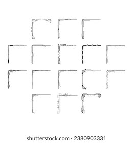 Set Hand Draw Of Corners Different Shapes Flower Decoration Vector Design Doodle Sketch Style For Wedding And Banner