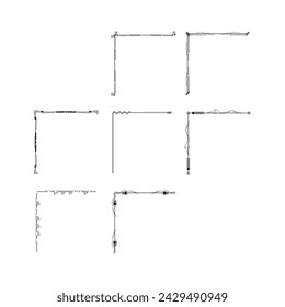 Set Hand Draw Of Corners Different Shapes Flower Decoration Vector Design Doodle Sketch Style For Wedding And Banner