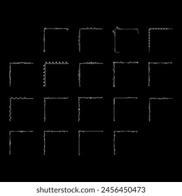 Set Hand Draw Of Corners Different Shapes Flower Decoration Vector Design Doodle Sketch Style For Wedding And Banner
