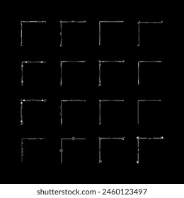 Set Hand Draw Of Corners Different Shapes Flower Decoration Vector Design Doodle Sketch Style For Wedding And Banner