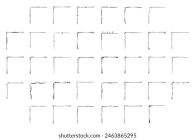 Set Hand Draw Of Corners Different Shapes Flower Decoration Vector Design Doodle Sketch Style For Wedding And Banner
