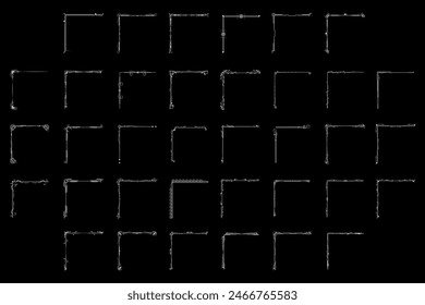 Set Hand Draw Of Corners Different Shapes Flower Decoration Vector Design Doodle Sketch Style For Wedding And Banner