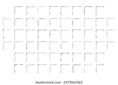 Set Hand Draw Of Corners Different Shapes Flower Decoration Vector Design Doodle Sketch Style For Wedding And Banner