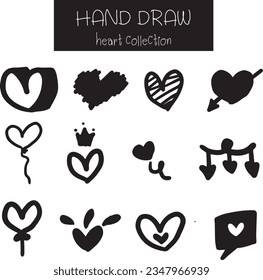 set hand draw doodle element of heart 
