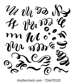 Set Of Hand Draw Elements, Lines And Ornaments Of Calligraphy Brush