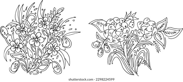 Set of hand draw flowers 