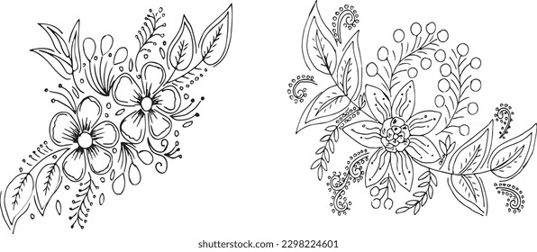 Set of hand draw flowers 