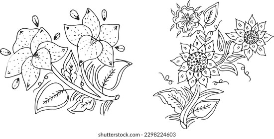 Set of hand draw flowers 