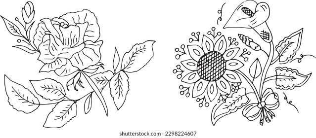 Set of hand draw flowers 