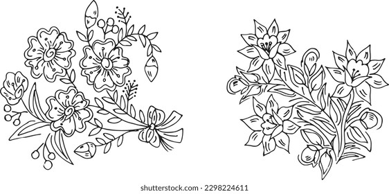 Set of hand draw flowers 