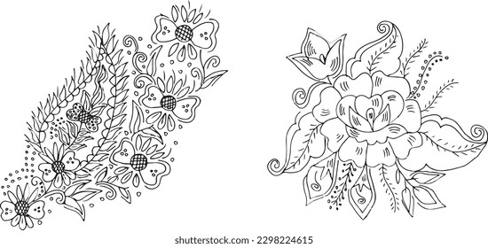 Set of hand draw flowers 