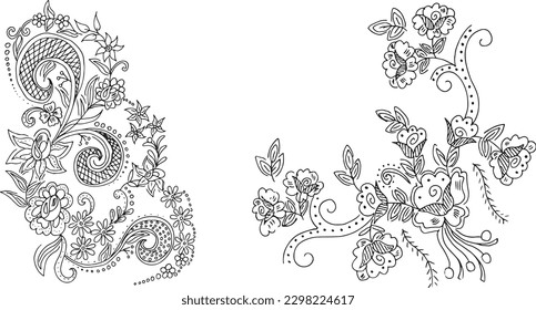 Set of hand draw flowers 