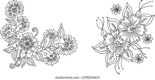 Set of hand draw flowers 