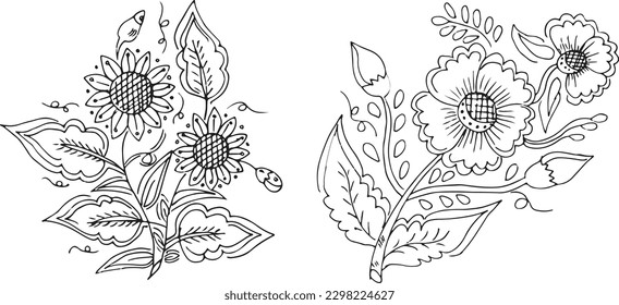 Set of hand draw flowers 