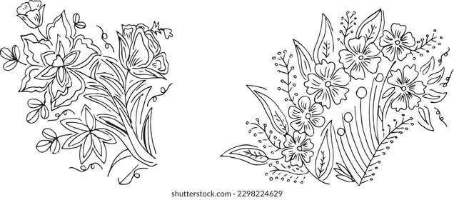 Set of hand draw flowers 