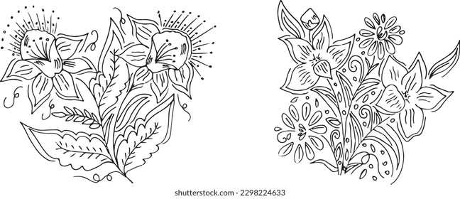 Set of hand draw flowers 