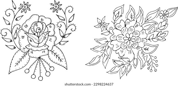 Set of hand draw flowers 