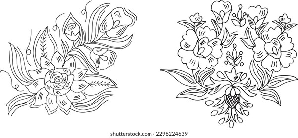 Set of hand draw flowers 