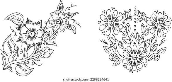 Set of hand draw flowers 