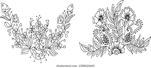 Set of hand draw flowers 