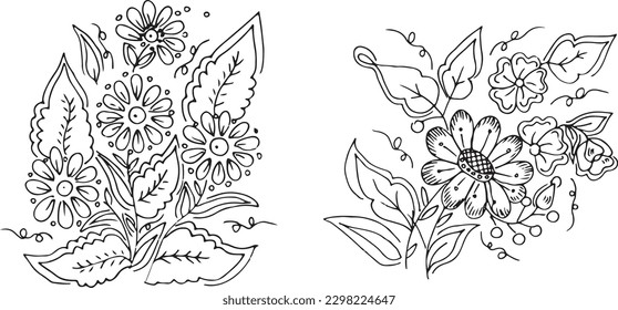 Set of hand draw flowers 