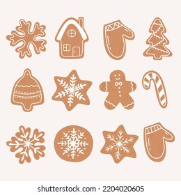 Handgezogene Ingwer-Kekse. Weihnachtskekse.