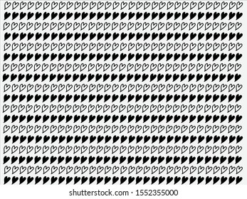 set of hand draw heart. Heart with black and white color isolated on white background for wallpaper and background. Vector illustration for your graphic design
