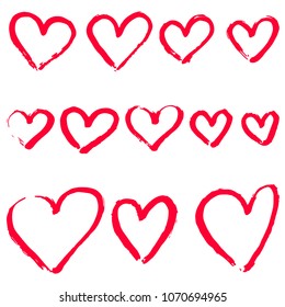 Set of hand draw heart. Vector illustration isolated on white background