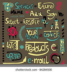 Set of hand draw lettering web design element