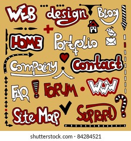 Set of hand draw lettering web design element