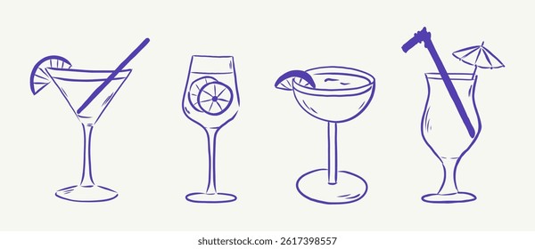 Set of hand draw line art cocktail
set