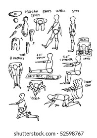 set of hand draw man figure for architecture plans