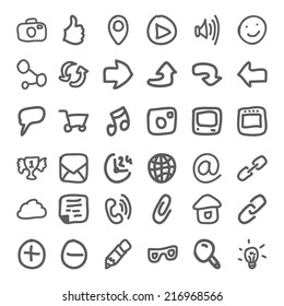 Set of hand draw social icon. Vector illustration