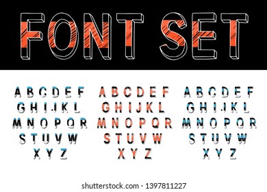 Set of hand draw thin sans serif alphabet.  Font for postcards, posters and stickers.